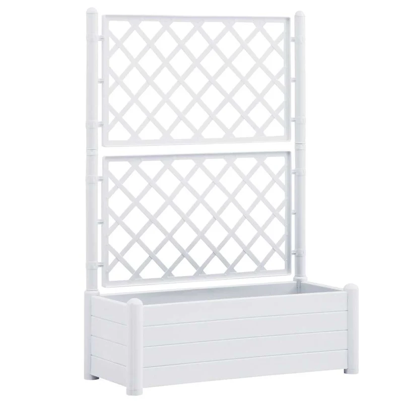 Jardinera Con Enrejado Pp Blanca 100x43x142 Cm