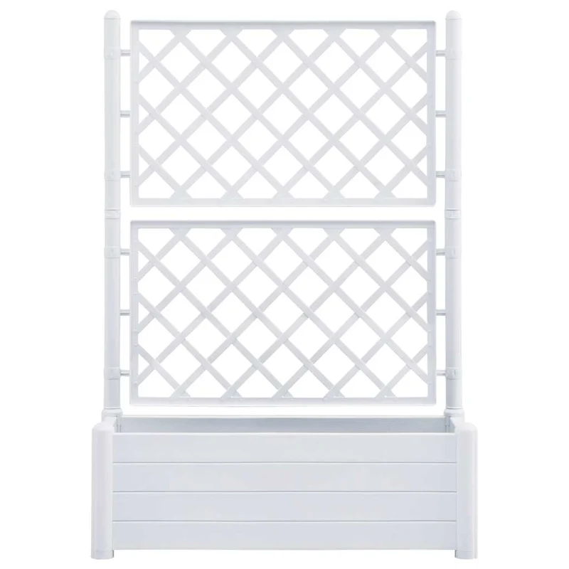 Jardinera Con Enrejado Pp Blanca 100x43x142 Cm