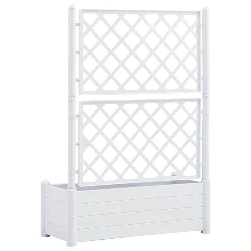 Jardinera Con Enrejado Pp Blanca 100x43x142 Cm