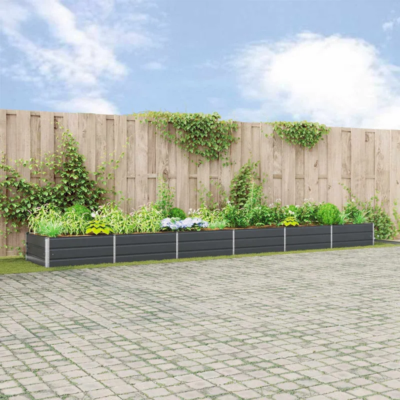 Jardinera Gris Antracita 580 X 100 X 45 Cm Acero Galvanizado