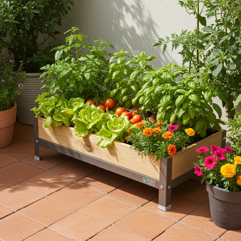 Jardinera Elevada De Madera Gris 90x60x26 Cm De Estructura Metálica Y Bandeja Recoge Aguas Mi Huerto Urban