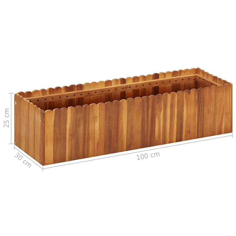 Arriate De Madera Maciza De Acacia 100x30x25 Cm