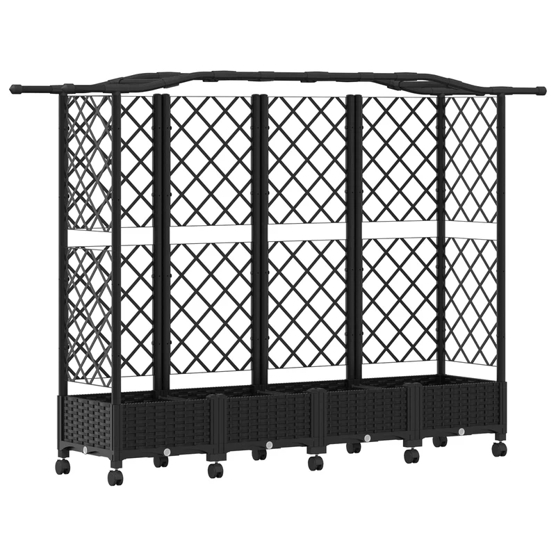Cama Elevada Con Trellis Y Techo Negro 203,5 X 40 X 129 Cm Pp