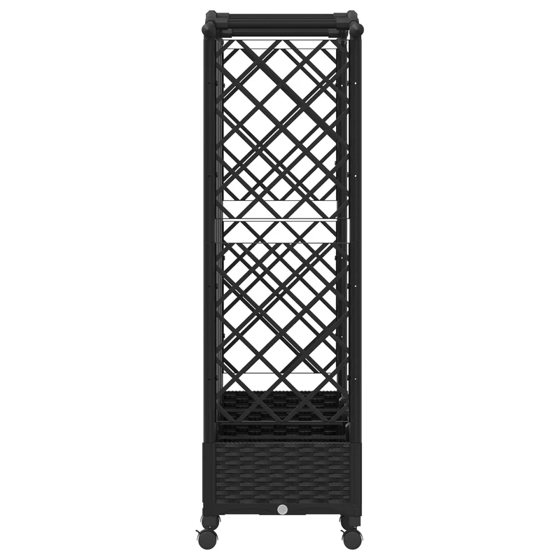 Cama Elevada Con Trellis Y Techo Negro 203,5 X 40 X 129 Cm Pp