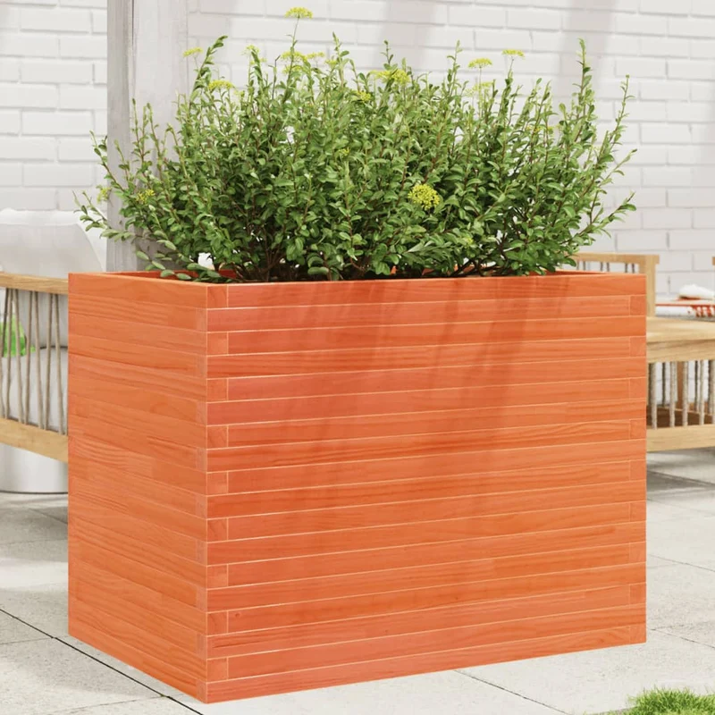 Jardinera Madera Maciza De Pino Marrón Cera 90x60x68,5 Cm