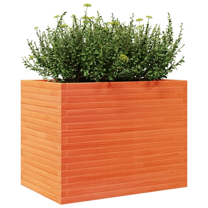 Jardinera Madera Maciza De Pino Marrón Cera 90x60x68,5 Cm