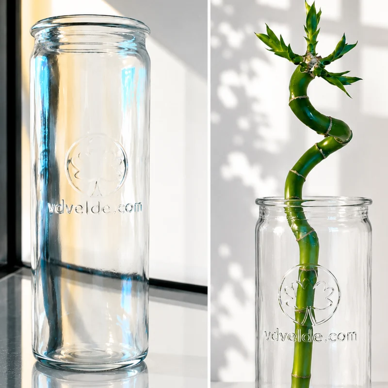 Lucky Bamboo (bambú) 3x Dracaena Sanderiana - Planta, Vidrio Y Piedras - 40-45cm