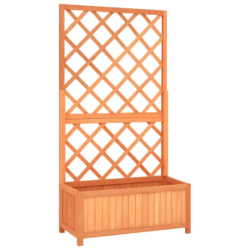 Jardinera Con Enrejado Marrón 70x30x135 Cm Madera Maciza De Abeto