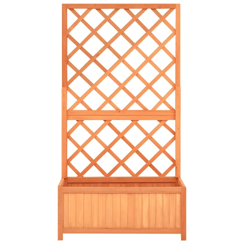 Jardinera Con Enrejado Marrón 70x30x135 Cm Madera Maciza De Abeto