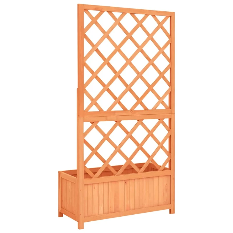 Jardinera Con Enrejado Marrón 70x30x135 Cm Madera Maciza De Abeto