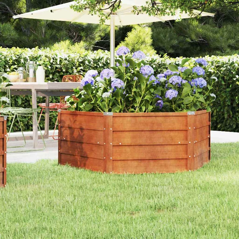 Arriate Oxidado De Acero Corten 129x129x45 Cm