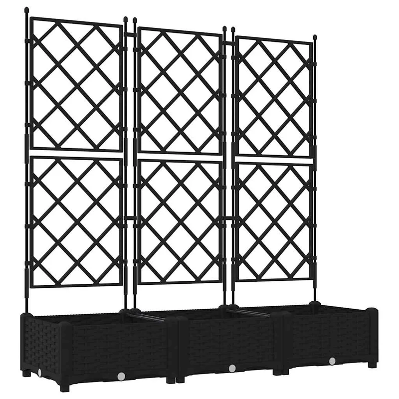 Macetero De Jardín 3 Uds. Negro 120 X 40 X 125,5 Cm Pp