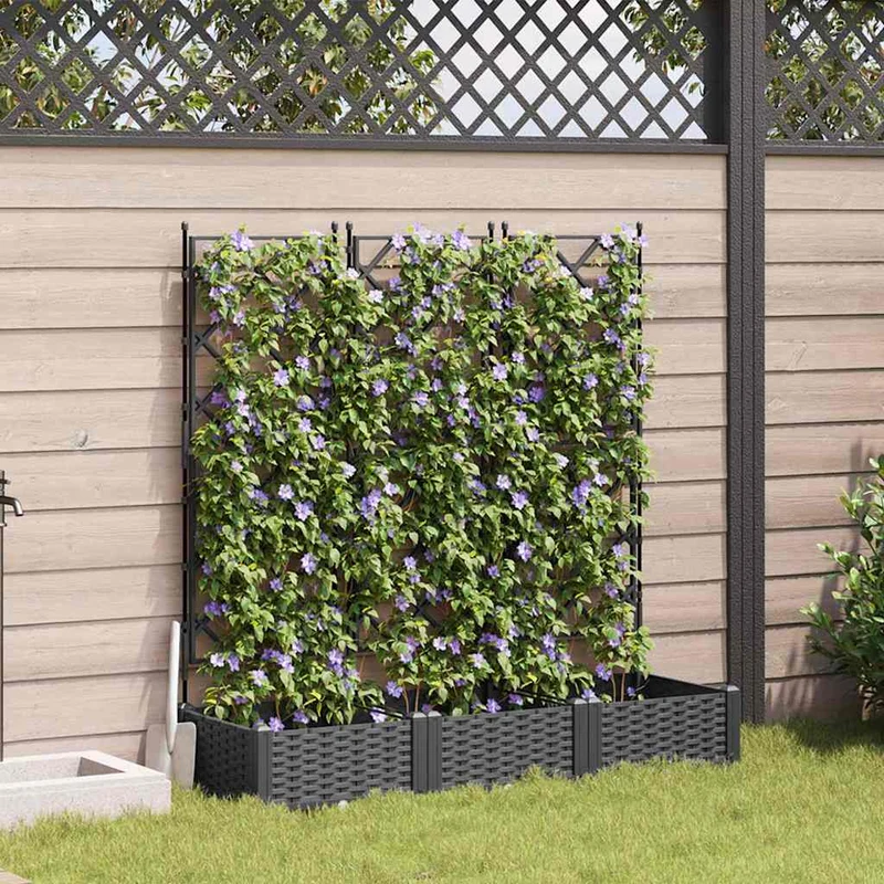 Macetero De Jardín 3 Uds. Negro 120 X 40 X 125,5 Cm Pp