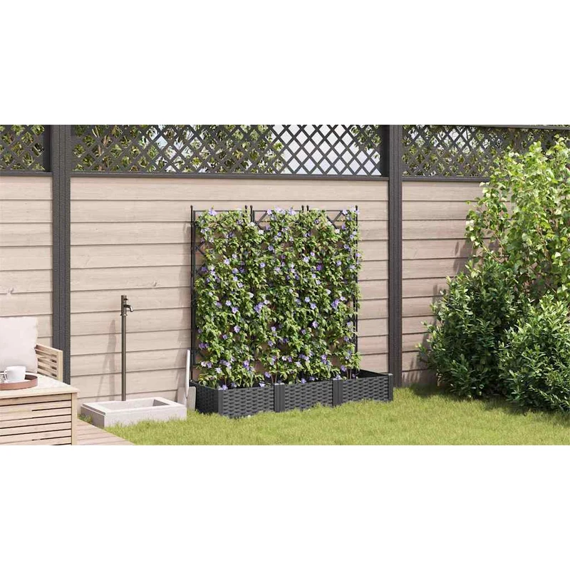 Macetero De Jardín 3 Uds. Negro 120 X 40 X 125,5 Cm Pp