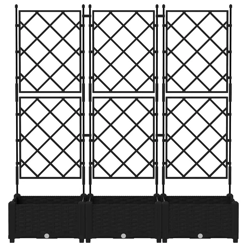 Macetero De Jardín 3 Uds. Negro 120 X 40 X 125,5 Cm Pp