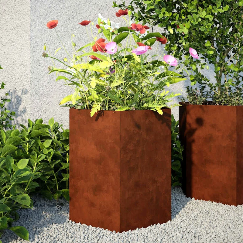Jardineras Hexagonales 46x40x45 Cm Acero Desgastado