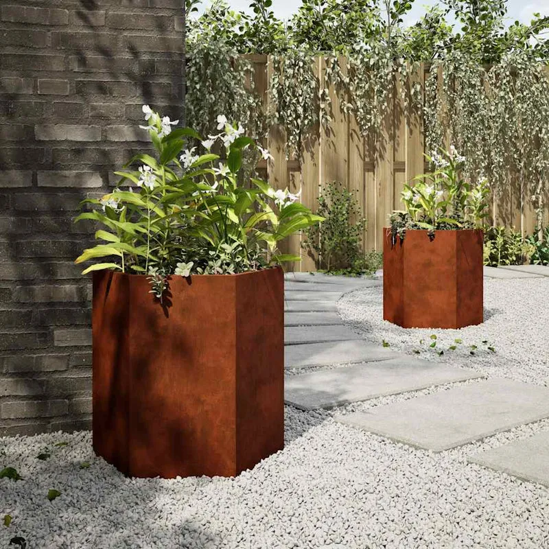 Jardineras Hexagonales 46x40x45 Cm Acero Desgastado