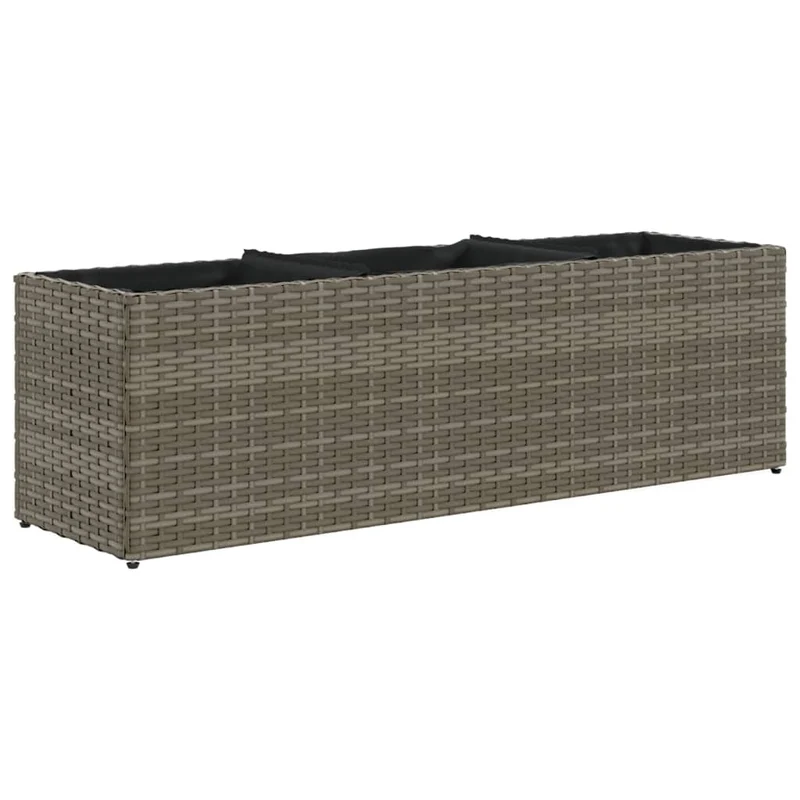 Jardinera Con 3 Maceteros Ratán Sintético Gris 105x30x32 Cm