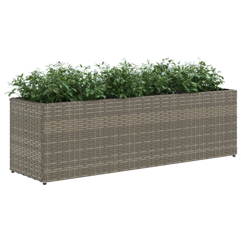 Jardinera Con 3 Maceteros Ratán Sintético Gris 105x30x32 Cm