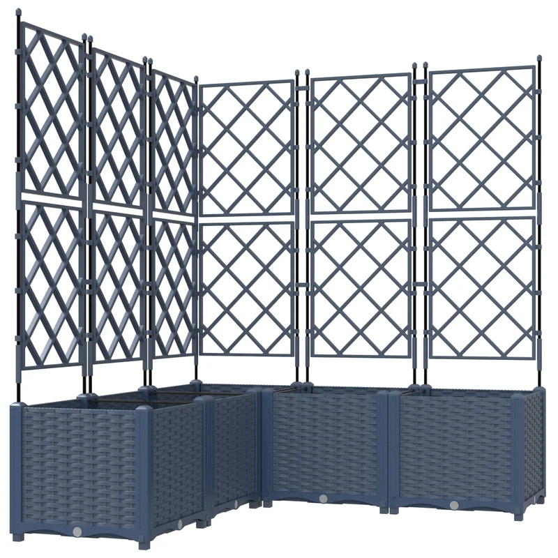 Macetero De Jardín 5 Uds. Gris 120 X 120 X 143 Cm Pp