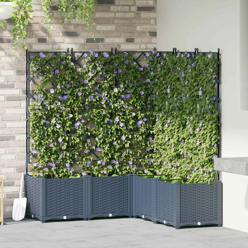 Macetero De Jardín 5 Uds. Gris 120 X 120 X 143 Cm Pp