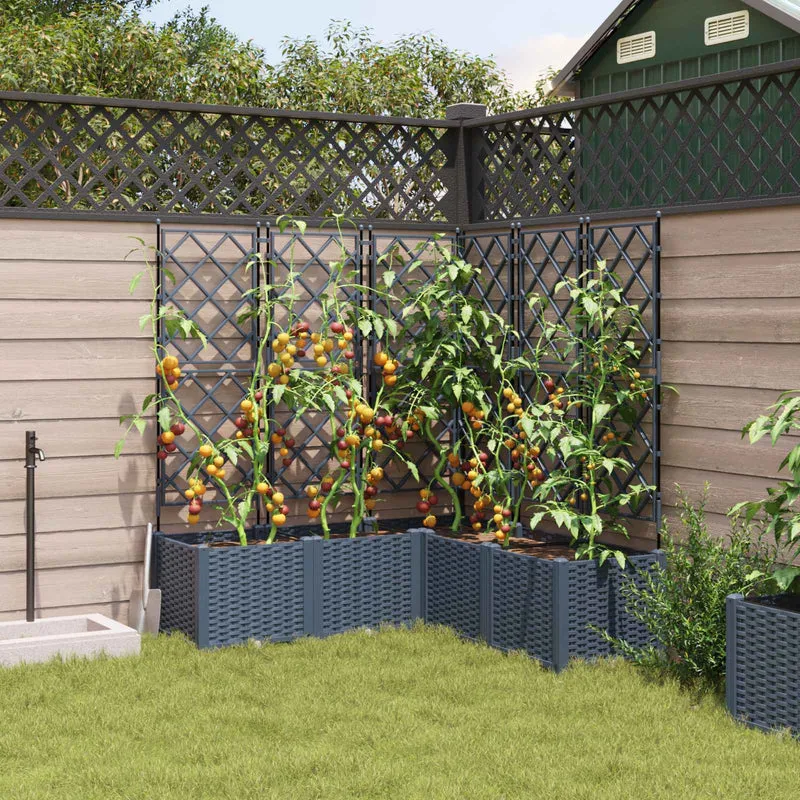 Macetero De Jardín 5 Uds. Gris 120 X 120 X 143 Cm Pp