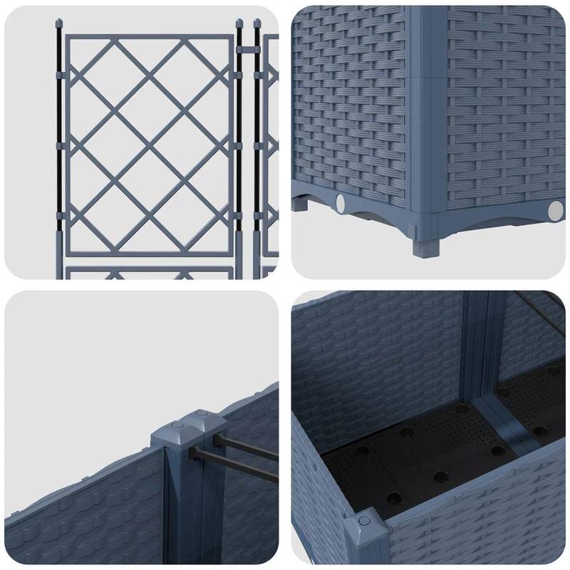 Macetero De Jardín 5 Uds. Gris 120 X 120 X 143 Cm Pp