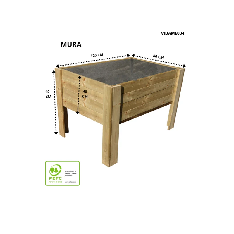 Mesa De Cultivo Mura Profunda 40cm Vidahuerto 120x80x80 Cm.
