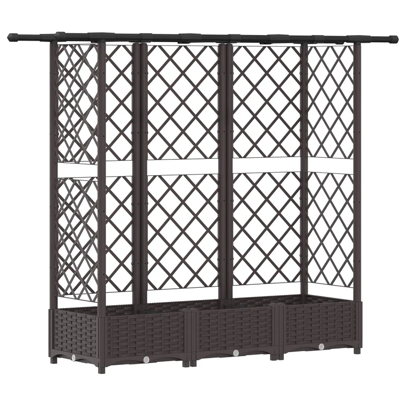 Cama Elevada Con Trellis Y Techo Marrón 164 X 40 X 121 Cm Pp