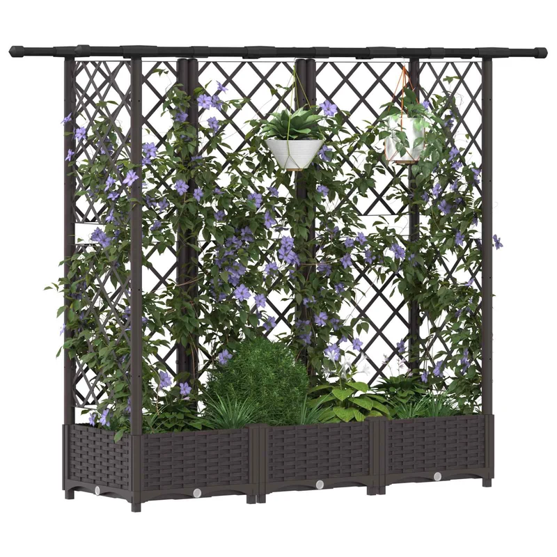 Cama Elevada Con Trellis Y Techo Marrón 164 X 40 X 121 Cm Pp