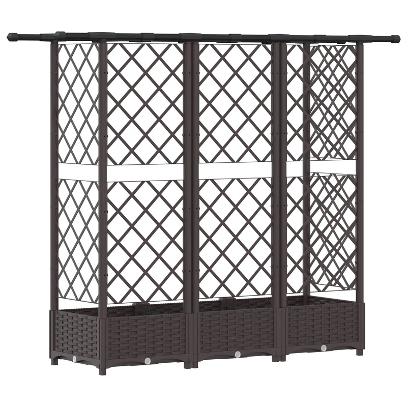 Cama Elevada Con Trellis Y Techo Marrón 164 X 40 X 121 Cm Pp