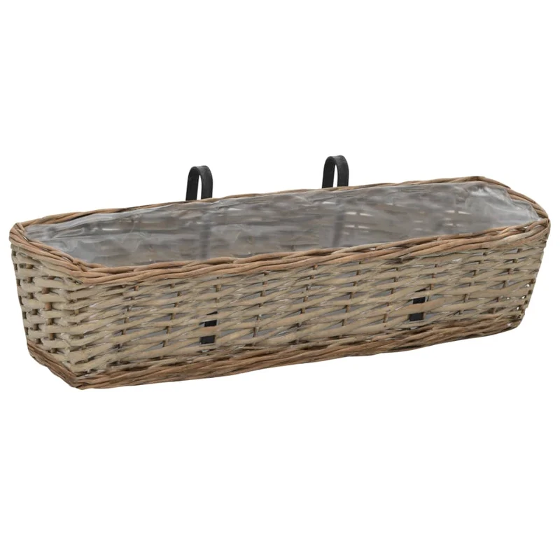 Jardinera Para Balcón Con Forro De Pe 2 Unidades Mimbre 60 Cm