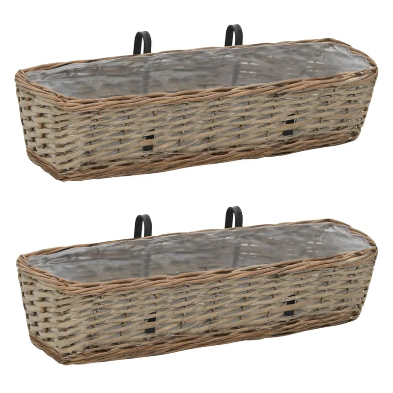 Jardinera Para Balcón Con Forro De Pe 2 Unidades Mimbre 60 Cm