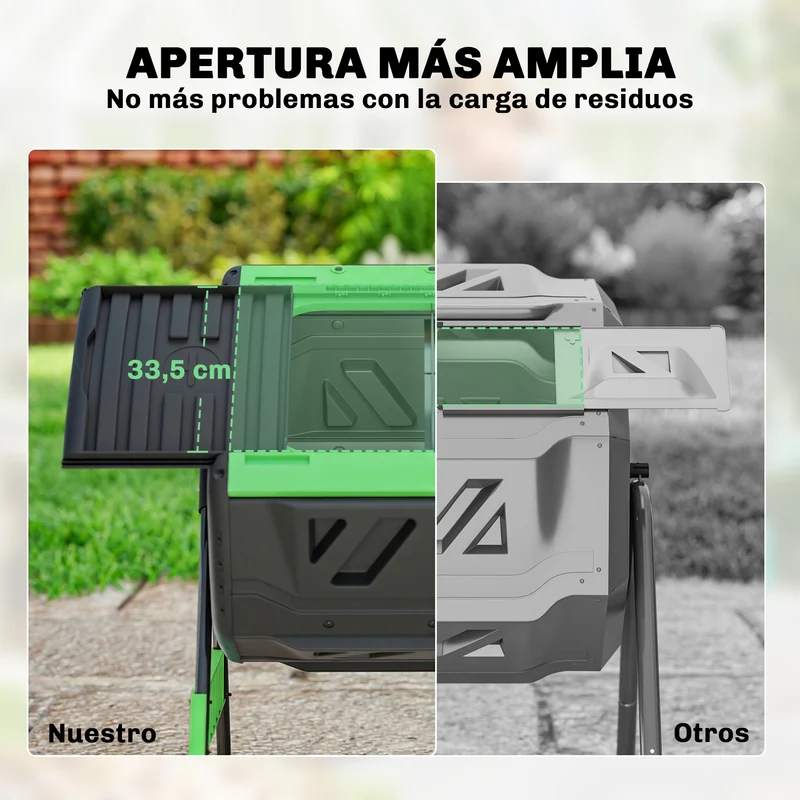 Outsunny Compostador Giratorio De 200l Doble Cámara Sin Bpa Verde