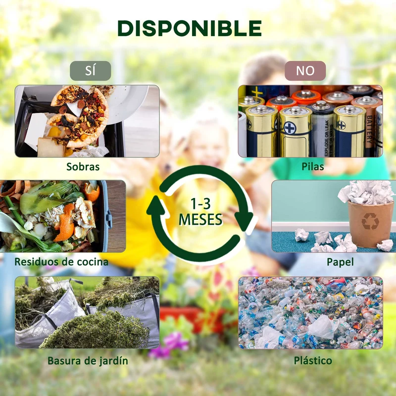 Outsunny Compostador Giratorio 130l De Doble Cámara 67x60x77 Cm Negro