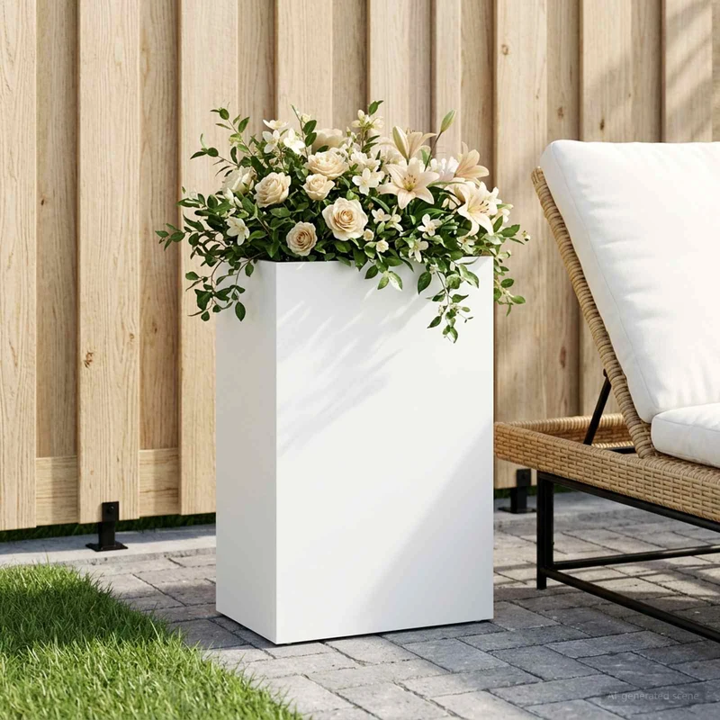 Macetero De Jardín Blanco 50 X 30 X 75 Cm
