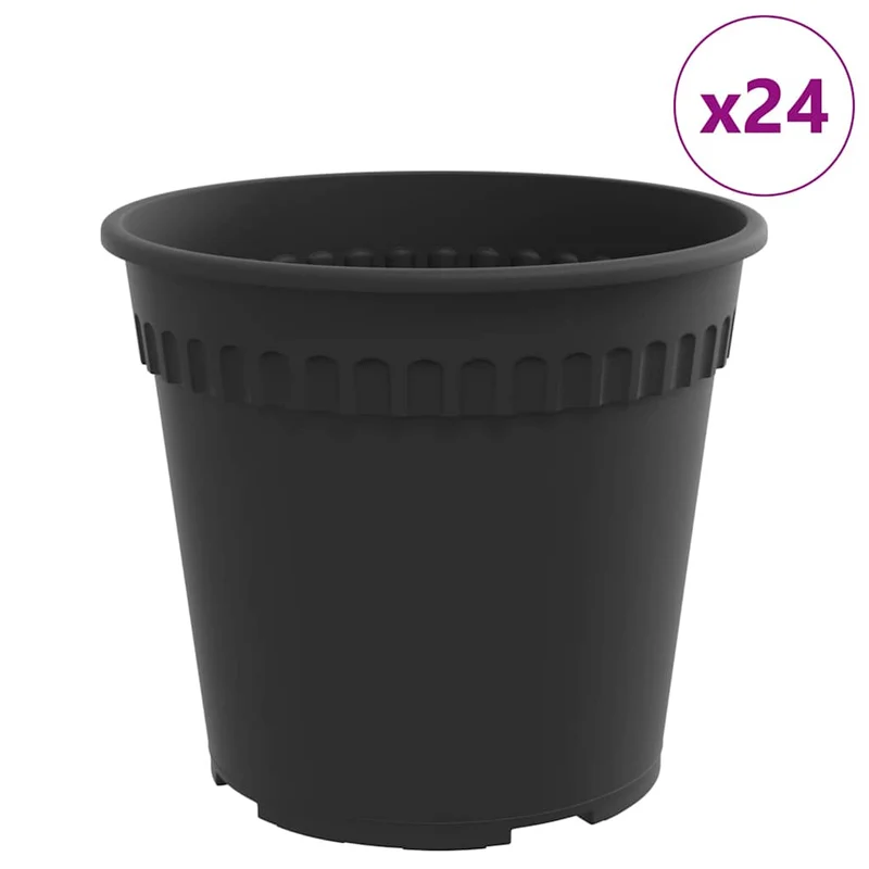 Maceta Redonda Para Flores 24 Uds. Negro Ø 19 X 16,5 Cm
