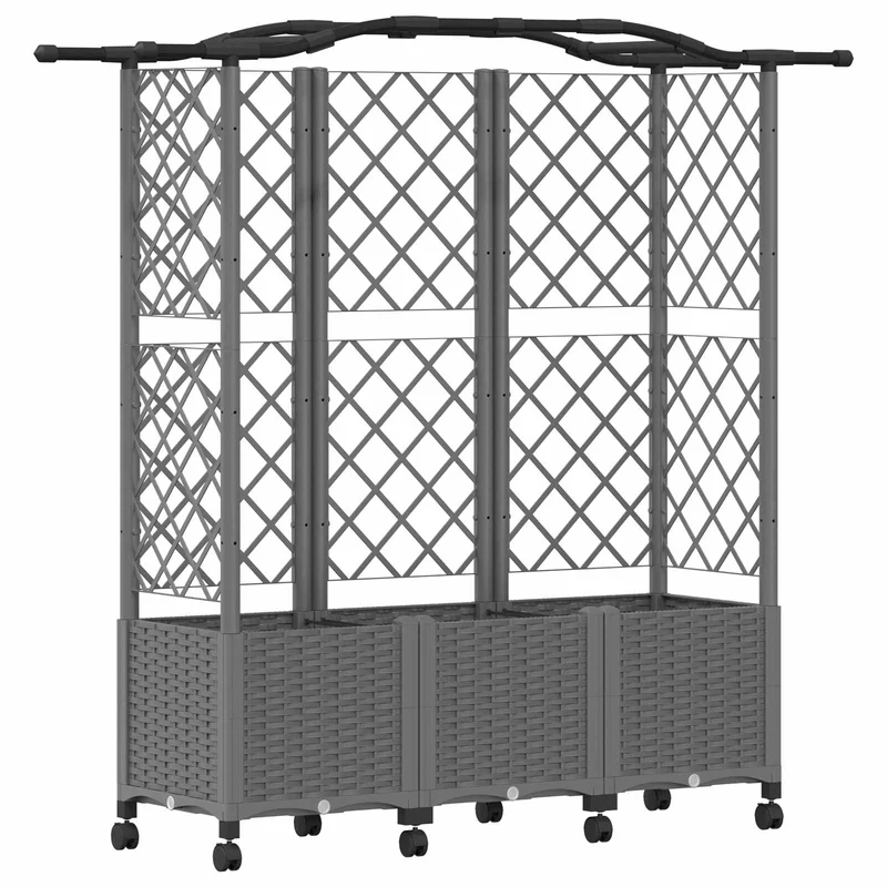 Cama Elevada Con Trellis Y Techo Gris Claro 163 X 40 X 144 Cm