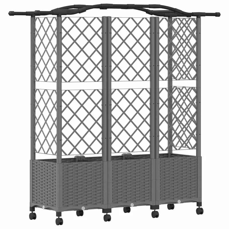Cama Elevada Con Trellis Y Techo Gris Claro 163 X 40 X 144 Cm