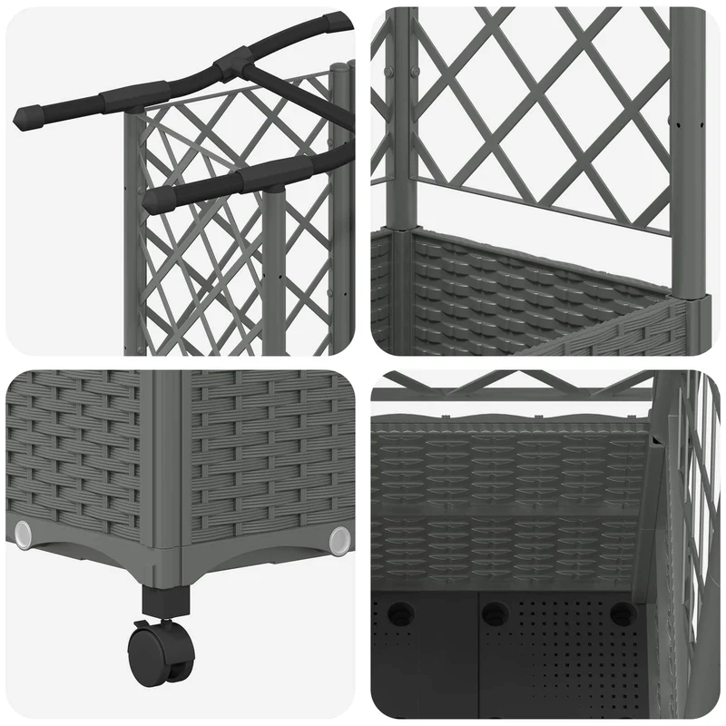 Cama Elevada Con Trellis Y Techo Gris Claro 163 X 40 X 144 Cm