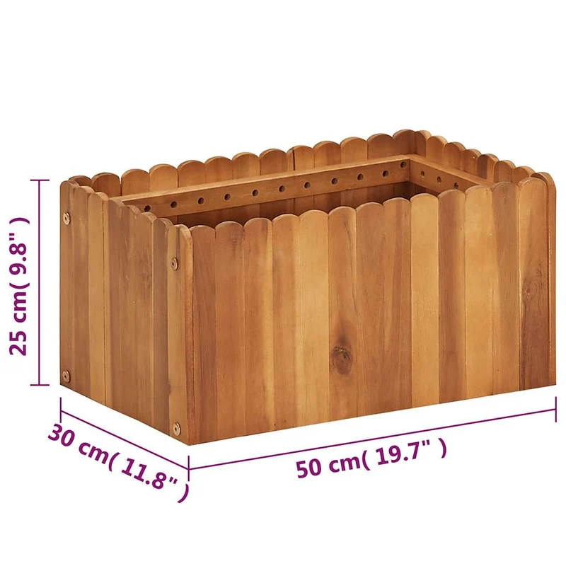Arriate De Madera Maciza De Acacia 50x30x25 Cm