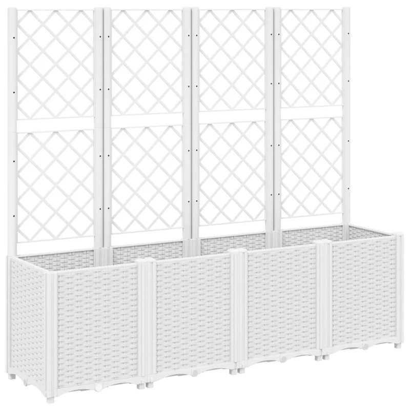 Jardinera Con Enrejado Pp Blanco 160x40x140 Cm