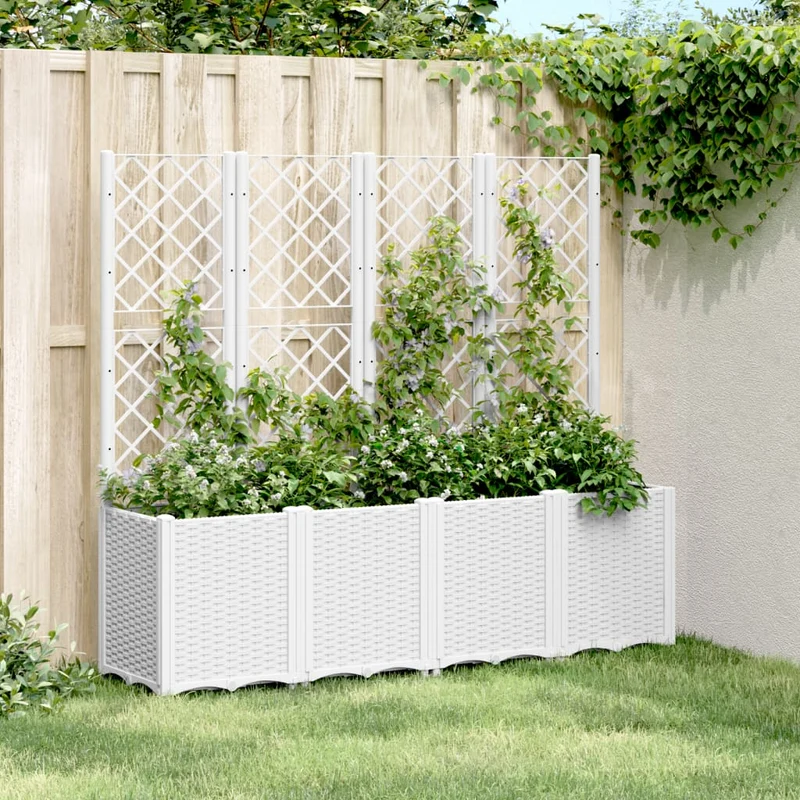 Jardinera Con Enrejado Pp Blanco 160x40x140 Cm