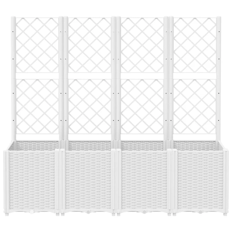 Jardinera Con Enrejado Pp Blanco 160x40x140 Cm