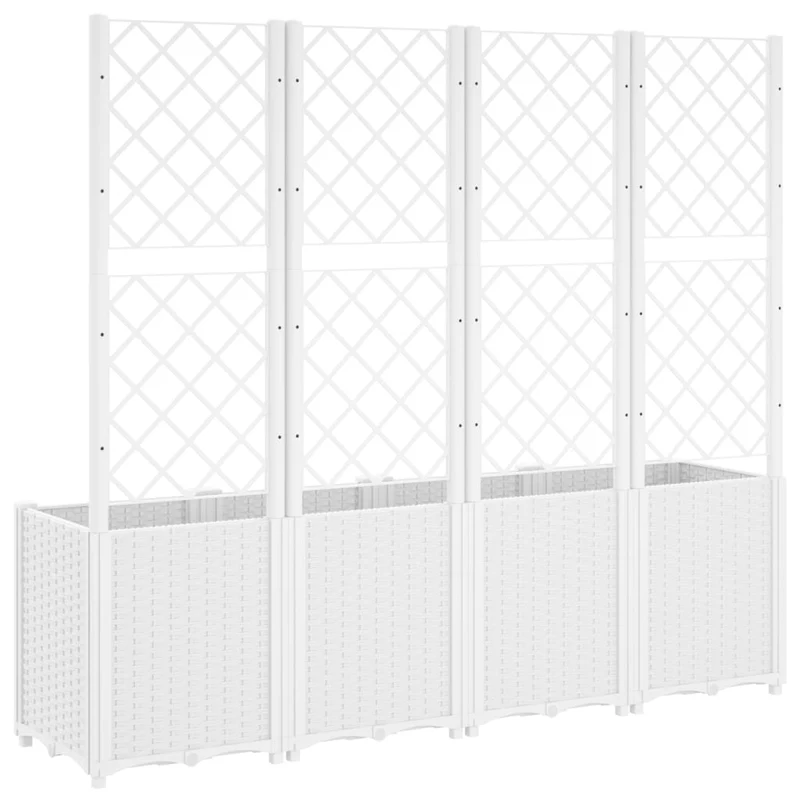 Jardinera Con Enrejado Pp Blanco 160x40x140 Cm