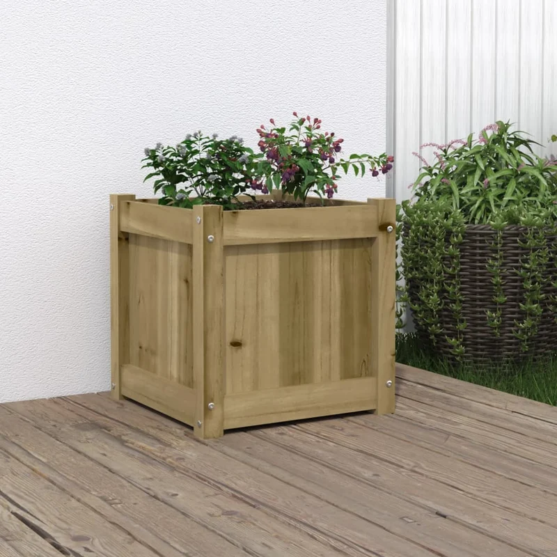 Jardinera Madera Maciza De Pino Impregnada 40x40x40 Cm