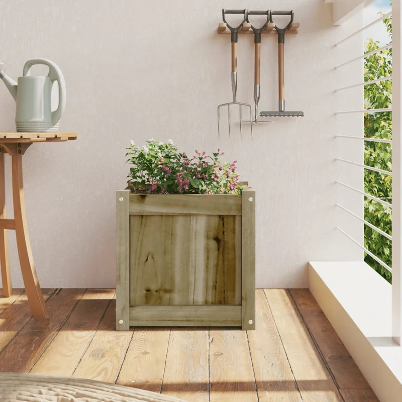 Jardinera Madera Maciza De Pino Impregnada 40x40x40 Cm