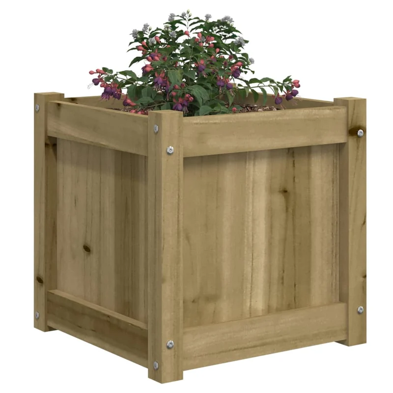 Jardinera Madera Maciza De Pino Impregnada 40x40x40 Cm