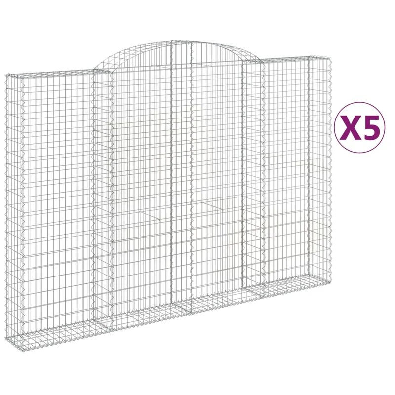 Cestas De Gaviones 5 Uds Forma De Arco Hierro 300x30x200/220 Cm