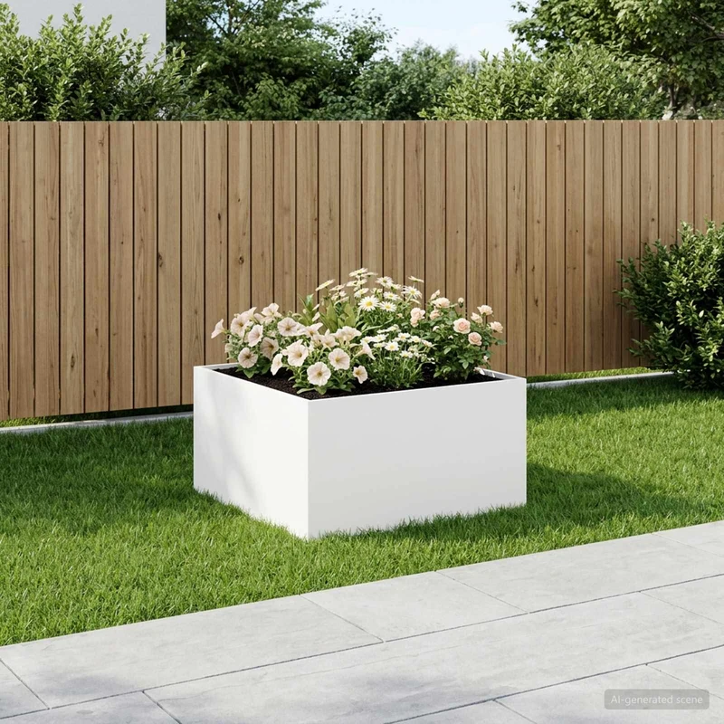Macetero De Jardín Blanco 60 X 60 X 40 Cm